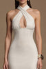 Laden Sie das Bild in den Galerie-Viewer, Elfenbein Neckholder Schlüsselloch Lange Satin Formelle Kleid