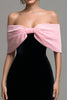 Laden Sie das Bild in den Galerie-Viewer, Schwarz und Rosa Samt Trägerlos Bodycon Maxi Party Kleid mit Schleife