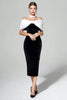 Laden Sie das Bild in den Galerie-Viewer, Schwarz und Weiß Samt Bodycon Maxi Party Kleid mit Schleife