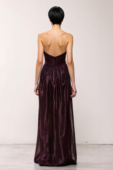 Einfach Kaffee Etuikleid Trägerlos Lang Abendkleid