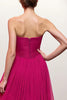 Laden Sie das Bild in den Galerie-Viewer, Rosa Trägerlos Gerafft Maxi Abendkleid mit Schlitz