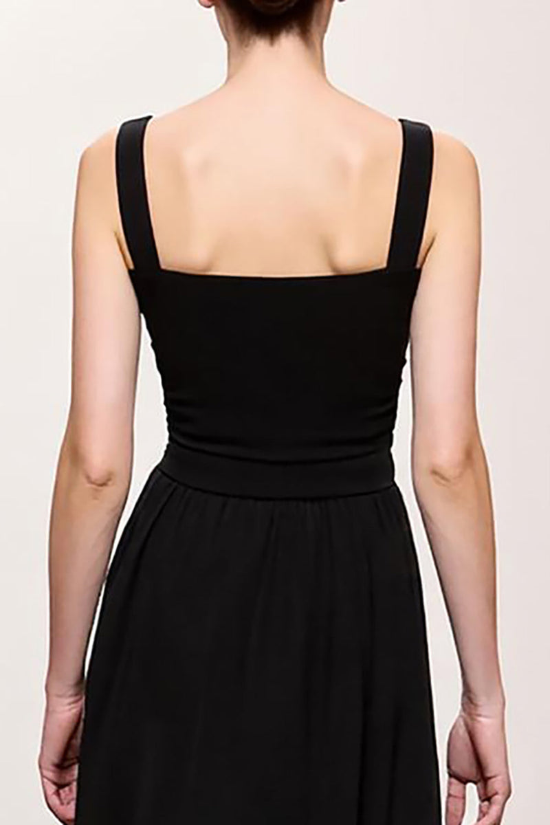 Laden Sie das Bild in den Galerie-Viewer, Einfach Schwarz A Linie Gerafft Lang Abendkleid