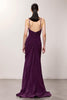 Laden Sie das Bild in den Galerie-Viewer, Lila Chiffon Spaghettiträger A Linie Gerafft Lang Abendkleid mit Schlitz