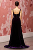 Laden Sie das Bild in den Galerie-Viewer, Einfach Dunkellila A Linie Samt Lang Abendkleid