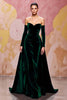 Laden Sie das Bild in den Galerie-Viewer, Dunkelrot Herzausschnitt Samt A Linie Lang Abendkleid