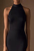 Laden Sie das Bild in den Galerie-Viewer, Schwarz Sheath Satin Neckholder Lange Abendkleid