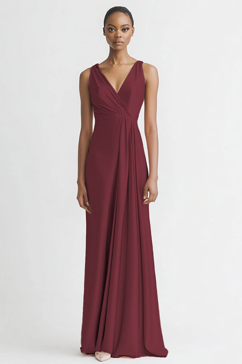 Laden Sie das Bild in den Galerie-Viewer, Schwarz Satin A Linie Rüschen V Ausschnitt Lange Abendkleid