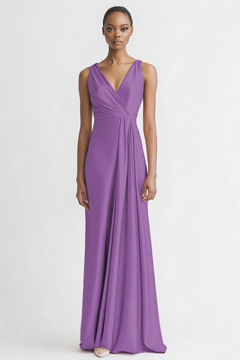 Schwarz Satin A Linie Rüschen V Ausschnitt Lange Abendkleid