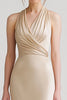 Laden Sie das Bild in den Galerie-Viewer, Champagner Satin Sheath V Ausschnitt Lange Abendkleid
