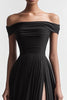 Laden Sie das Bild in den Galerie-Viewer, Schwarz A Linie Chiffon Lange Abendkleid mit Schlitz