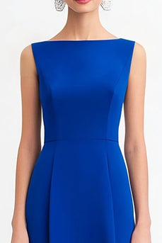 Königsblau A Linie Chiffon Bateau Ausschnitt Lange Abendkleid