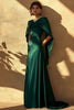 Laden Sie das Bild in den Galerie-Viewer, Dunkelgrün A Linie Satin Lange Abendkleid mit Cape