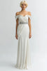 Laden Sie das Bild in den Galerie-Viewer, Elfenbein Sheath Satin Schulterfreie Lange Abendkleid