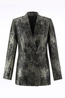 Laden Sie das Bild in den Galerie-Viewer, Schwarz Gold 2 Teilig Festliches Damen Ensemble mit Revers