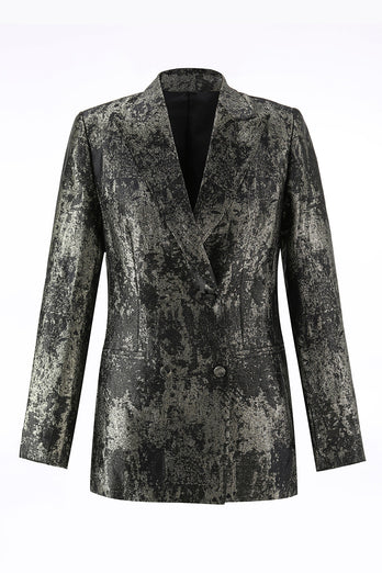 Schwarz Gold 2 Teilig Festliches Damen Ensemble mit Revers