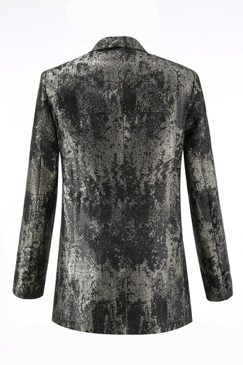 Schwarz Gold 2 Teilig Festliches Damen Ensemble mit Revers