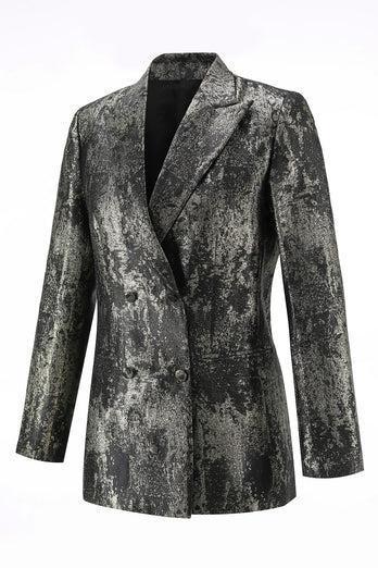Schwarz Gold 2 Teilig Festliches Damen Ensemble mit Revers