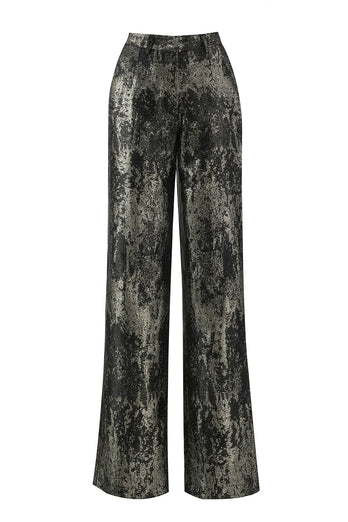 Schwarz Gold 2 Teilig Festliches Damen Ensemble mit Revers