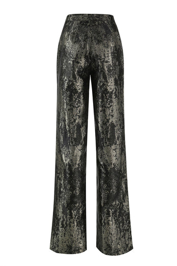 Schwarz Gold 2 Teilig Festliches Damen Ensemble mit Revers