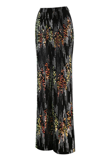 Glitzernd Schwarz Pailletten 2 Teilig Festliches Damen Ensemble mit Revers