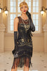 Laden Sie das Bild in den Galerie-Viewer, Glitzernd Aprikose Fransen Bodycon Kurz 20er Jahre Kleid mit Pailletten