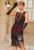 Laden Sie das Bild in den Galerie-Viewer, Glitzernd Aprikose Fransen Bodycon Kurz 20er Jahre Kleid mit Pailletten