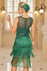 Laden Sie das Bild in den Galerie-Viewer, Glitzernd Aprikose Fransen Bodycon Kurz 20er Jahre Kleid mit Pailletten