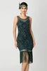 Laden Sie das Bild in den Galerie-Viewer, Glitzernd Schwarz Fransen Bodycon Perlen Kurz 20er Jahre Kleid mit Pailletten
