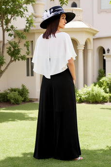 Schwarz und White Etui Chiffon Lange Hochzeitsgast Kleid mit Bogen