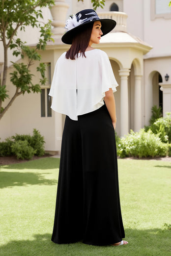 Schwarz und White Etui Chiffon Lange Hochzeitsgast Kleid mit Bogen