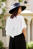 Laden Sie das Bild in den Galerie-Viewer, Schwarz und White Etui Chiffon Lange Hochzeitsgast Kleid mit Bogen