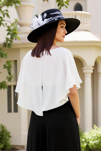 Schwarz und White Etui Chiffon Lange Hochzeitsgast Kleid mit Bogen