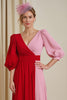 Laden Sie das Bild in den Galerie-Viewer, Rot Chiffon A Linie V-Ausschnitt Lange Hochzeitsgast Kleid mit Ärmel