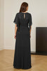 Laden Sie das Bild in den Galerie-Viewer, Dunkelgrün Chiffon Sheath Rüschenlanges Brautmutterkleid mit Rüschen