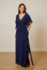 Laden Sie das Bild in den Galerie-Viewer, Dunkelgrün Chiffon Sheath Rüschenlanges Brautmutterkleid mit Rüschen