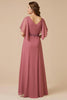 Laden Sie das Bild in den Galerie-Viewer, Altrosa A Linie Chiffon langes Brautmutterkleid mit Applikationen
