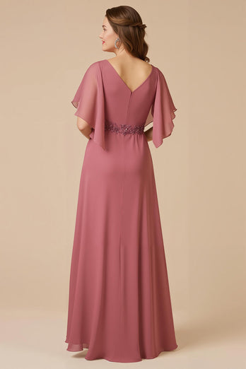 Altrosa A Linie Chiffon langes Brautmutterkleid mit Applikationen