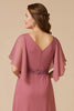 Laden Sie das Bild in den Galerie-Viewer, Altrosa A Linie Chiffon langes Brautmutterkleid mit Applikationen