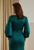 Laden Sie das Bild in den Galerie-Viewer, Grüne Meerjungfrau Satin V Ausschnitt langes Brautmutterkleid mit Ärmeln