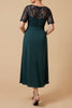 Laden Sie das Bild in den Galerie-Viewer, Grüne Chiffon V Ausschnitt langes Brautmutterkleid mit Ärmeln