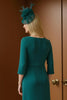 Laden Sie das Bild in den Galerie-Viewer, Tannengrün Sheath Bootneck Asymmetrisches Brautmutterkleid