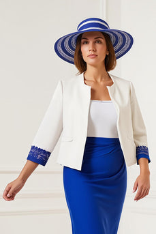 Königsblau 2 Teiliges Bodycon Midi Brautmutterkleid mit Spitze