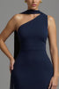 Laden Sie das Bild in den Galerie-Viewer, Marine Meerjungfrau Satin Halstuch Lang Formelles Kleid