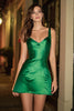 Laden Sie das Bild in den Galerie-Viewer, Grün Satin A Linie Thick Straps Kurze Cocktail Kleid