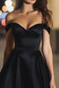 Laden Sie das Bild in den Galerie-Viewer, Schwarz Satin A Linie Schulterfreie Kurze Cocktail Kleid
