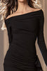 Laden Sie das Bild in den Galerie-Viewer, Schwarz Satin Enges Kurze Cocktail Kleid