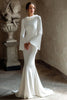 Laden Sie das Bild in den Galerie-Viewer, Elfenbein Meerjungfrau Cowl Neck Kurze Schleppe Vintage Brautkleid mit Ärmeln