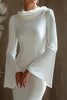 Laden Sie das Bild in den Galerie-Viewer, Elfenbein Meerjungfrau Cowl Neck Kurze Schleppe Vintage Brautkleid mit Ärmeln