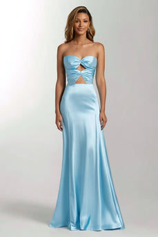 Dunkelgrün Meerjungfrau Schatz Satin Maxi Formelle Kleid