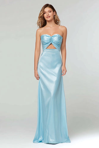 Blue Schatz Etui Satin Maxi Formelle Kleid